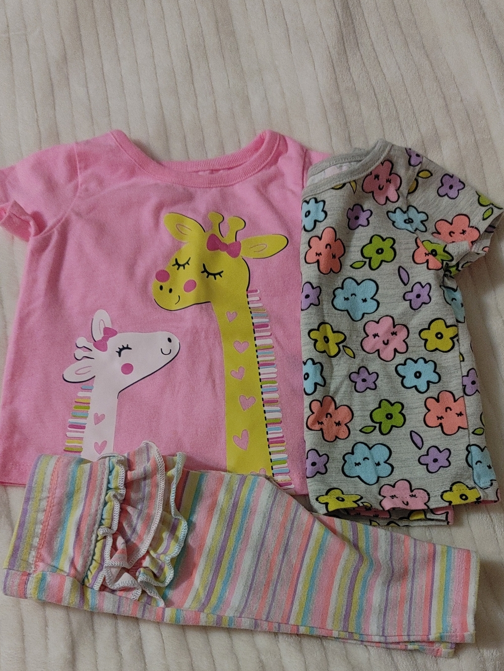 Garanimals Pink Bodysuit with Floral and Pastel Stripe Set